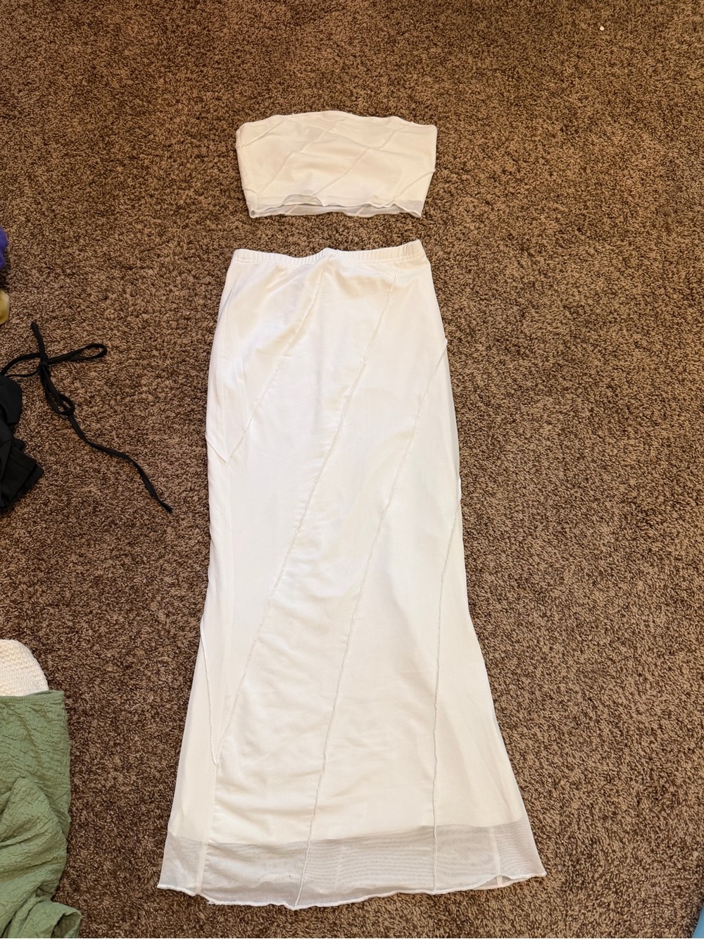 SHEIN White Maxi Skirt and top with Paneled Seams